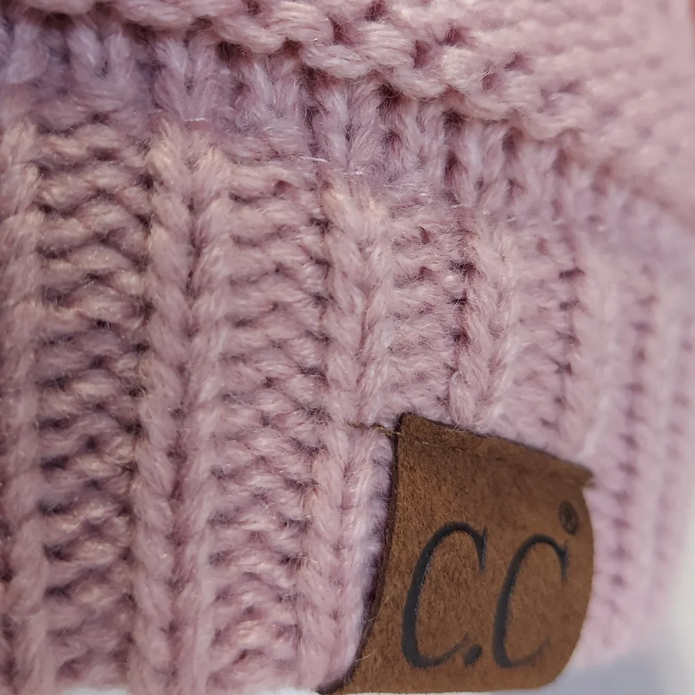 C.C Beanie Hat Womens Cable Knit Hat Pink Warm Lined New Hat Warm Winter
